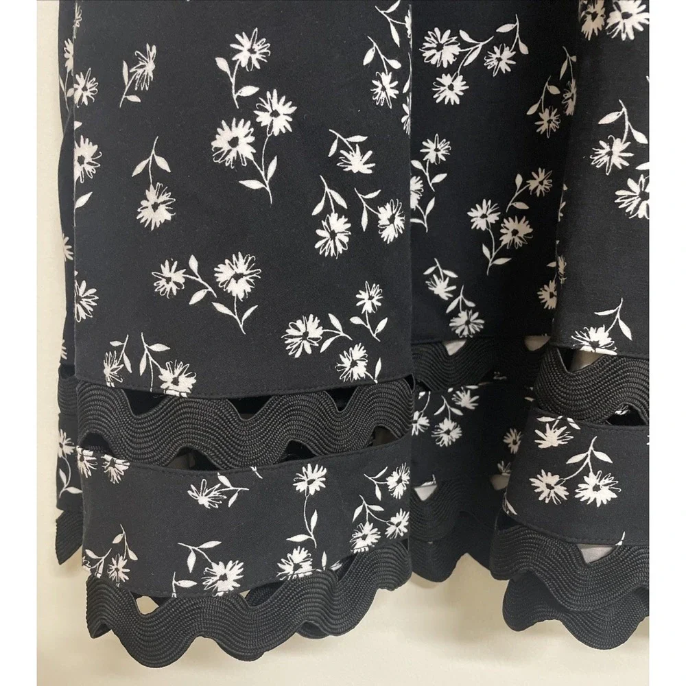 Kate Spade Dress Dandelion Floral Short Sleeve Stretch Ponte A-Line Women M NWOT